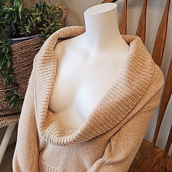 Zhen Pai Wool Open Front Oversized Collar Sweater - Picture 2 of 7